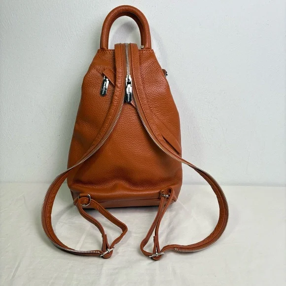 VALENTINA Made In Italy Pebbled Leather Convertible Backpack NEW W TAGS - Picture 14 of 16
